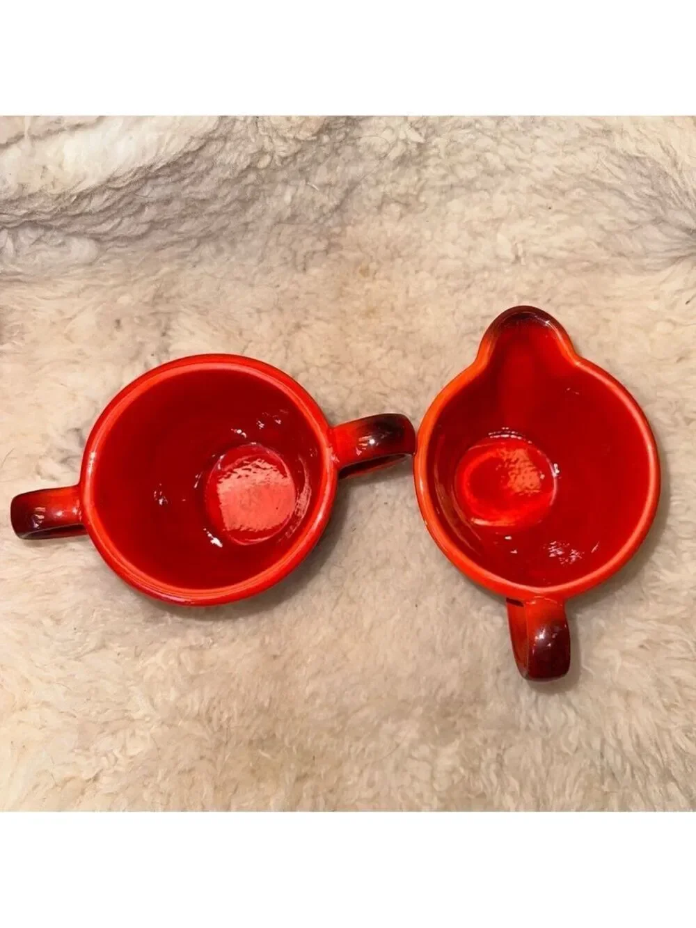 Vintage Metlox Poppytrail Red Rooster Sugar & Creamer Set